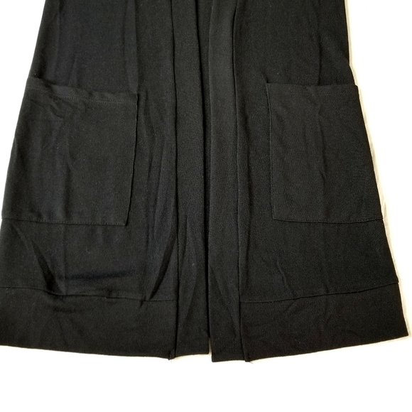 Tickled Teal Black Open Long Neutral Minimal Longsleeve Sweater Cardigan,  S - Picture 5 of 9